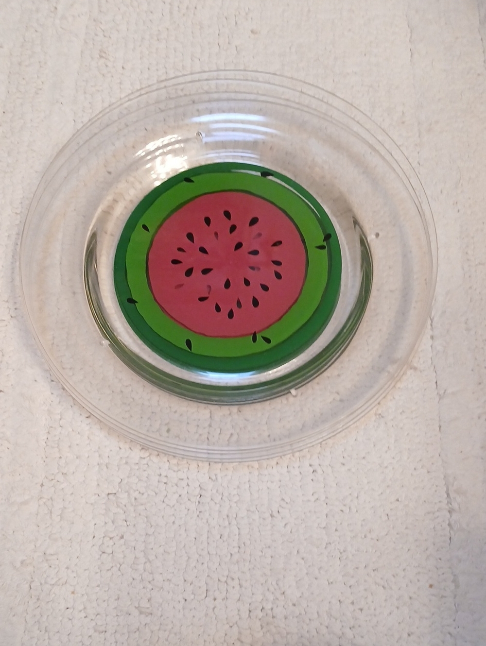 Glass Watermelon Plates— Pink & Green Set Of 4.